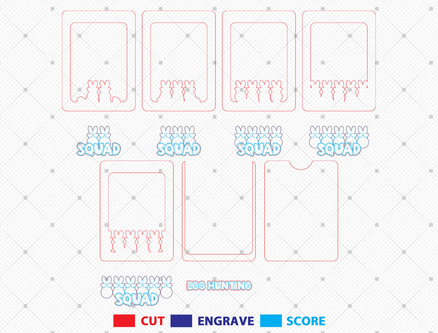 Egg Hunting Squad Photo Frame SVG Bundle for Glowforge and xTool