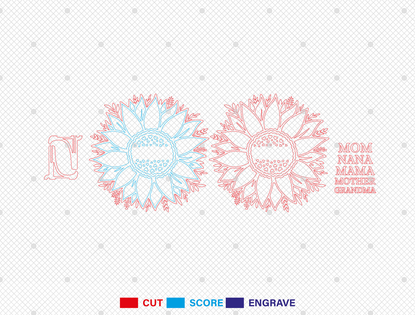 Mother’s Day Sunflower Laser Cut File | Personalized Mom Name Decor | Layered Floral Wooden Design | Glowforge, xTool, LightBurn, etc.