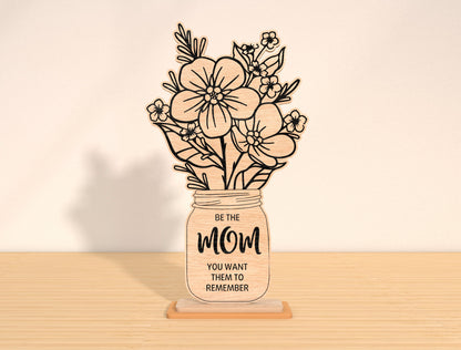 Mom Floral Vase Sign SVG Bundle Mother's Day for Glowforge and xTool