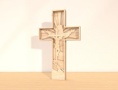 Multilayer Cross SVG Bundle 7 Layer Jesus Crucifix 2 Designs for Glowforge