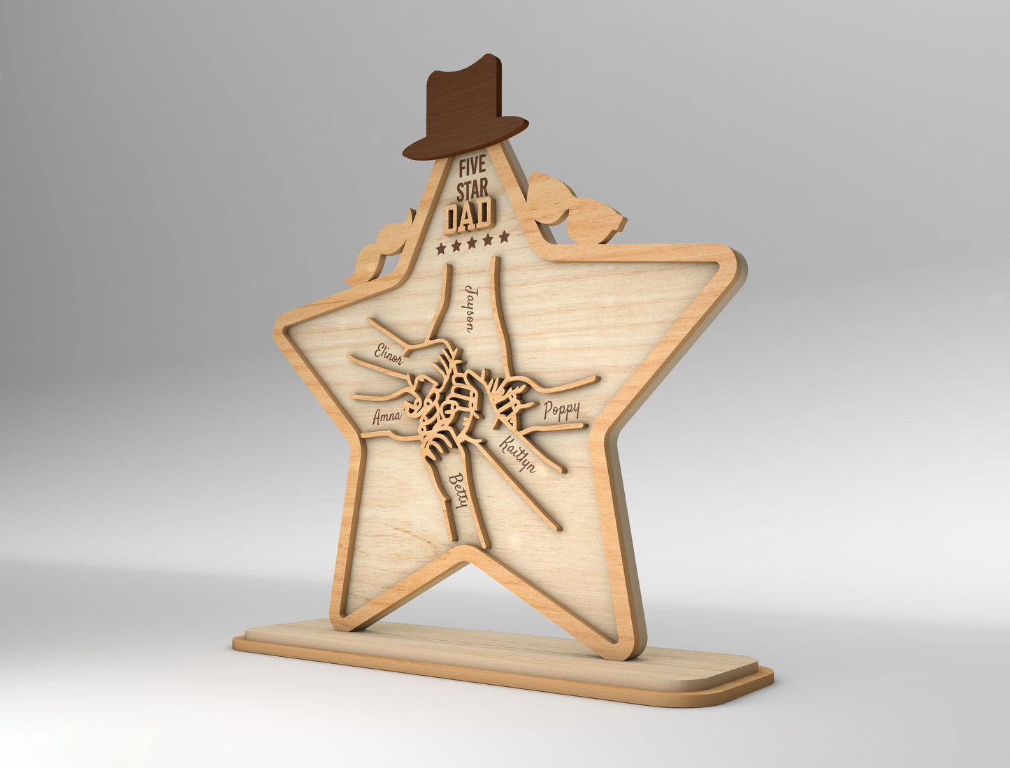 Star Dad Touching Hands Sign SVG Laser Cut File for Glowforge and xTool