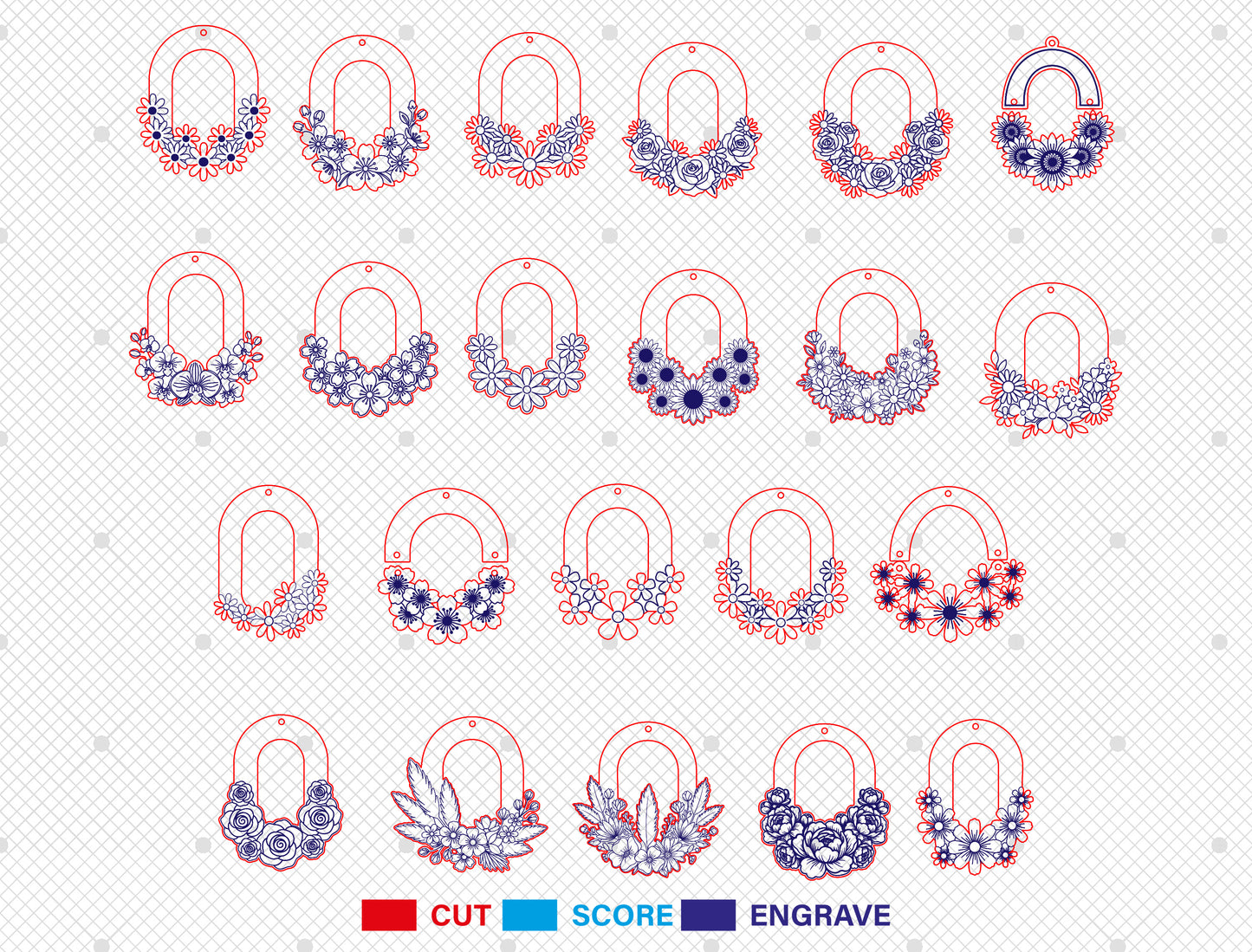 Floral Arch Earring SVG Bundle for Glowforge and LightBurn