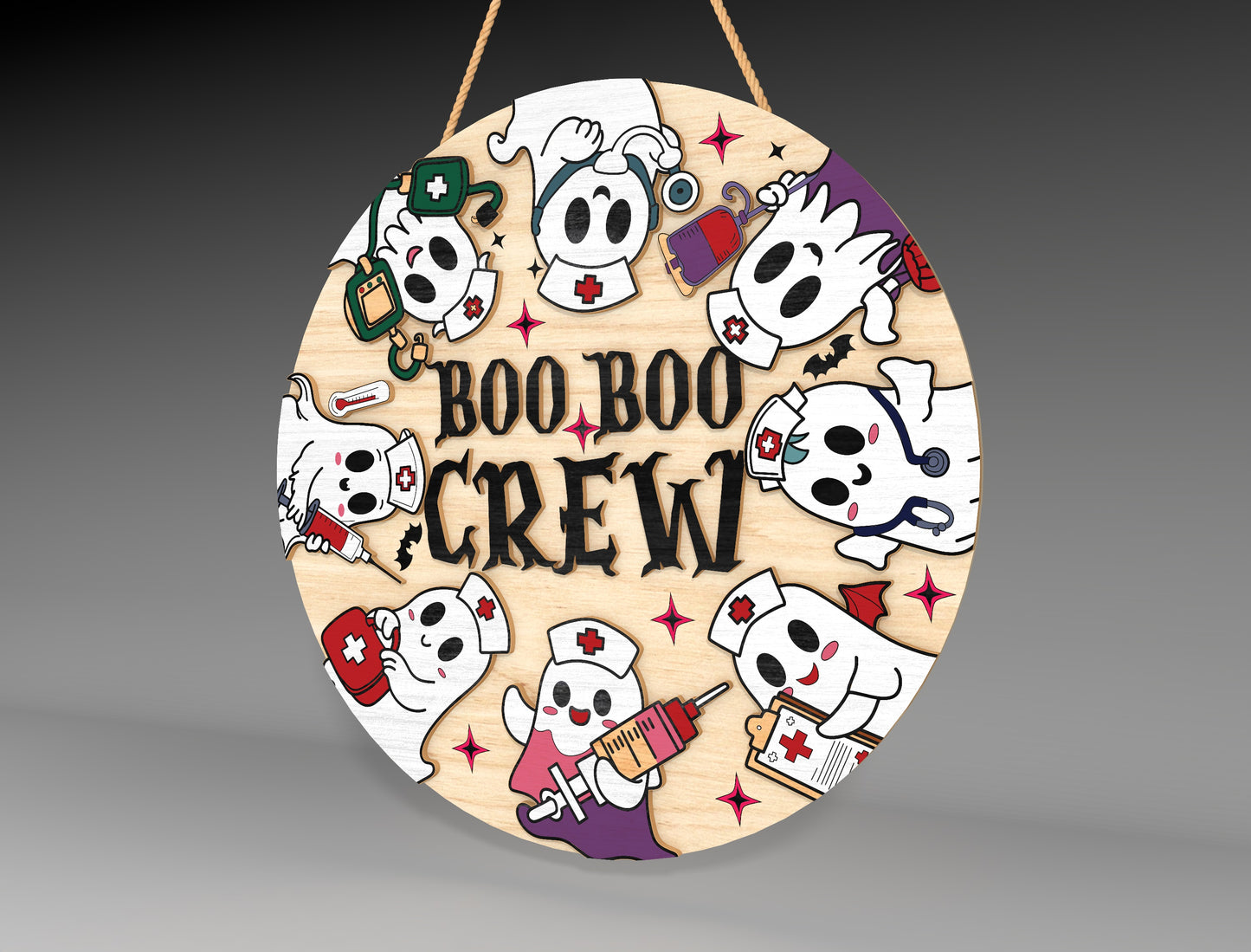 Halloween Cow Ghost Round Sign SVG Bundle 3 Designs for xTool LightBurn