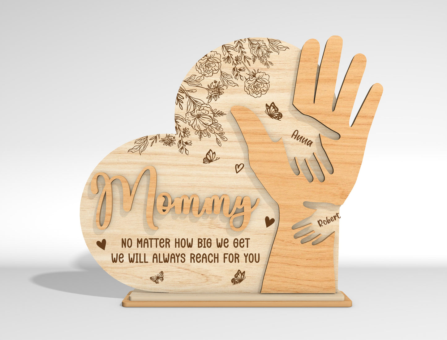 Personalized Mom Hand Custom Name Sign SVG for Glowforge and xTool
