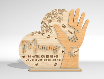 Personalized Mom Hand Custom Name Sign SVG for Glowforge and xTool
