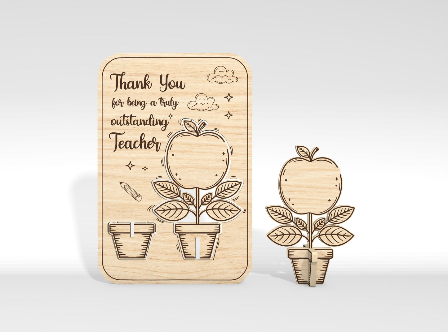 Teacher Appreciation Card Laser Cut File SVG Laser Cut File for xTool and Glowforge