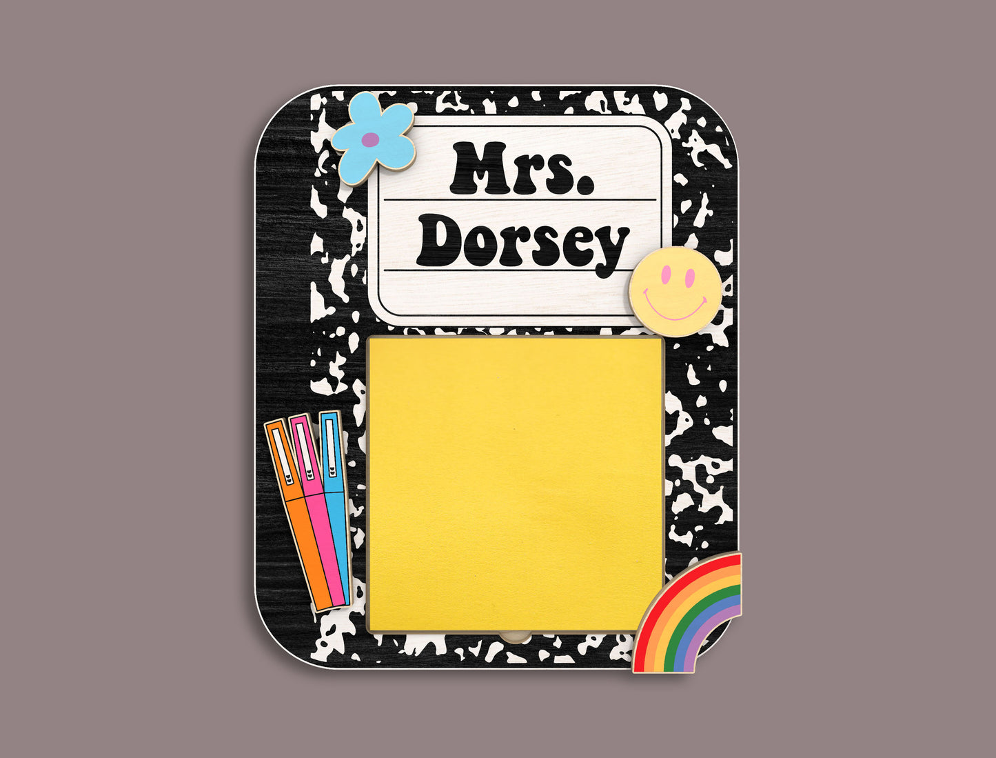 Personalized Teacher Sticky Note Holder SVG for Glowforge and xTool