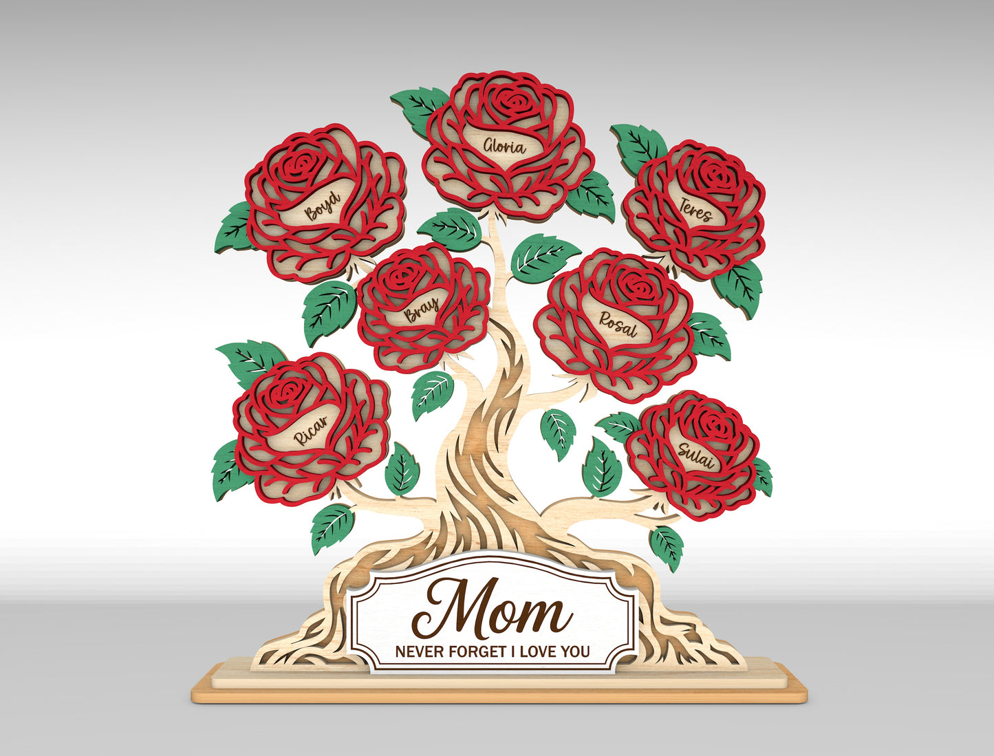 Personalized Rose Tree Custom Name Flower Sign SVG for xTool