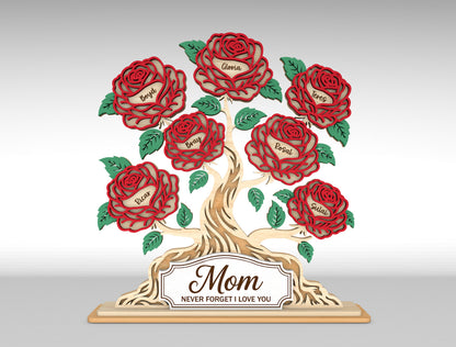 Personalized Rose Tree Custom Name Flower Sign SVG for xTool