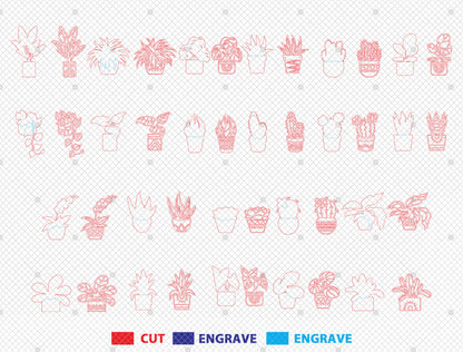 Home Plants Magnet SVG Bundle for Glowforge xTool Laser Cut File