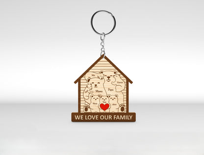 Bear Family Keychain SVG Personalized Bear House Sign for xTool
