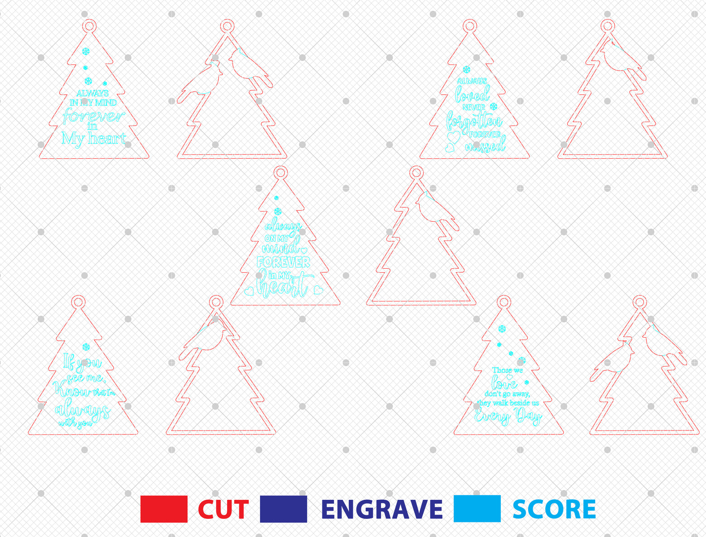 Cardinal Memorial Tree Ornament SVG for Glowforge and LightBurn