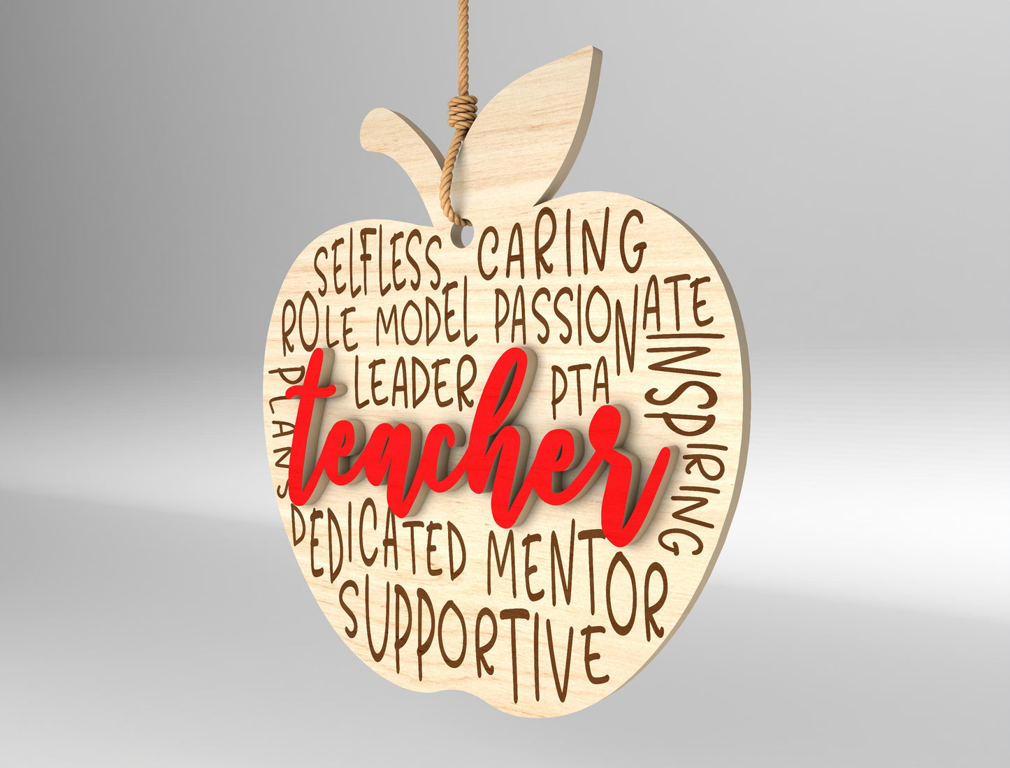 Teacher Apple Ornament SVG Bundle Laser Cut File for Glowforge