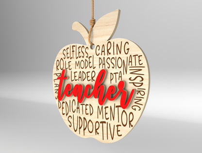 Teacher Apple Ornament SVG Bundle Laser Cut File for Glowforge