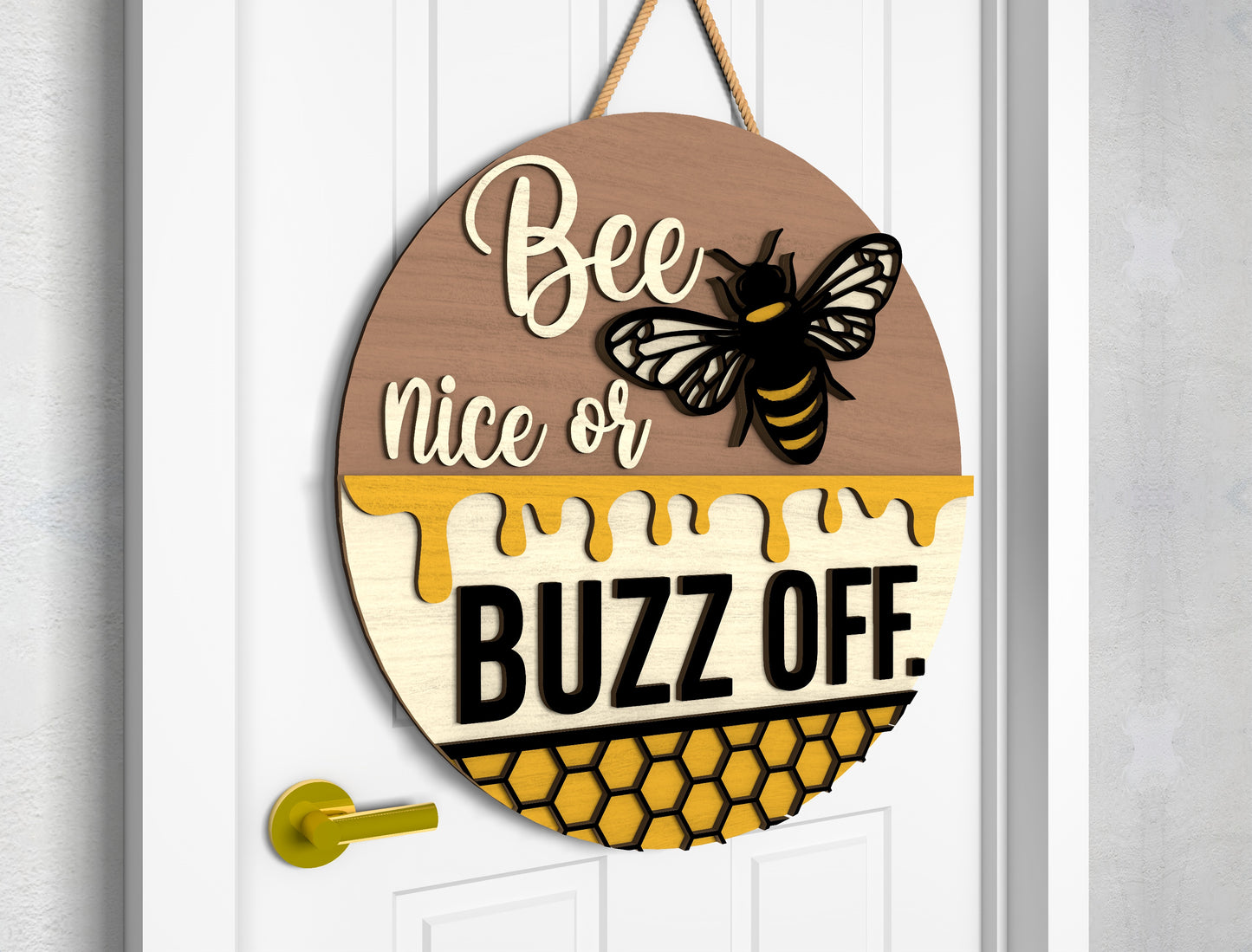 Funny Bee Door Hanger SVG Bundle Laser Cut File for Glowforge and xTool