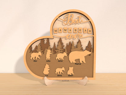 Mama Bear Family Sign SVG Bundle 7 Designs for LightBurn and xTool