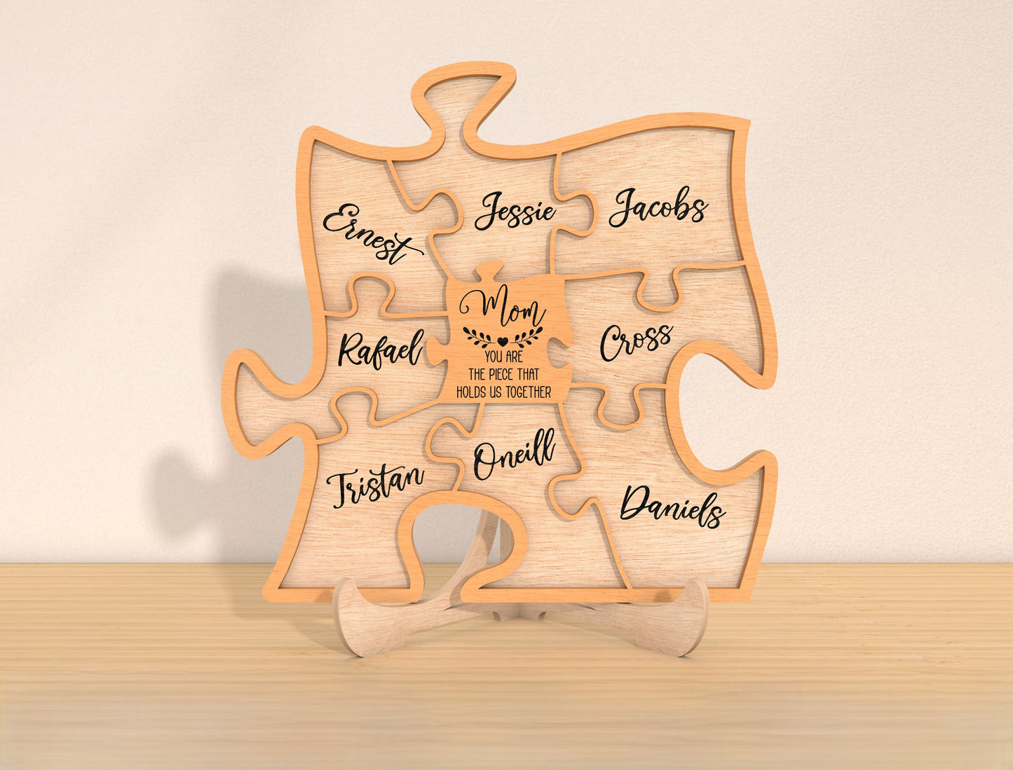 Family Puzzle Name Sign SVG Bundle Personalized for Glowforge and xTool
