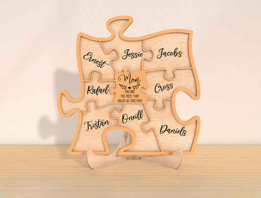Family Puzzle Name Sign SVG Bundle Personalized for Glowforge and xTool