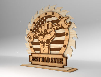 Best Dad Ever Trophy Award Sign SVG Laser Cut File for xTool and LightBurn