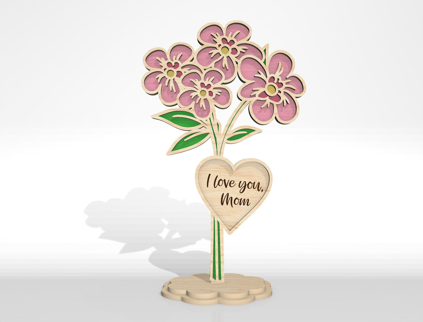 Floral Heart Stand SVG Bundle Layered Flower for xTool