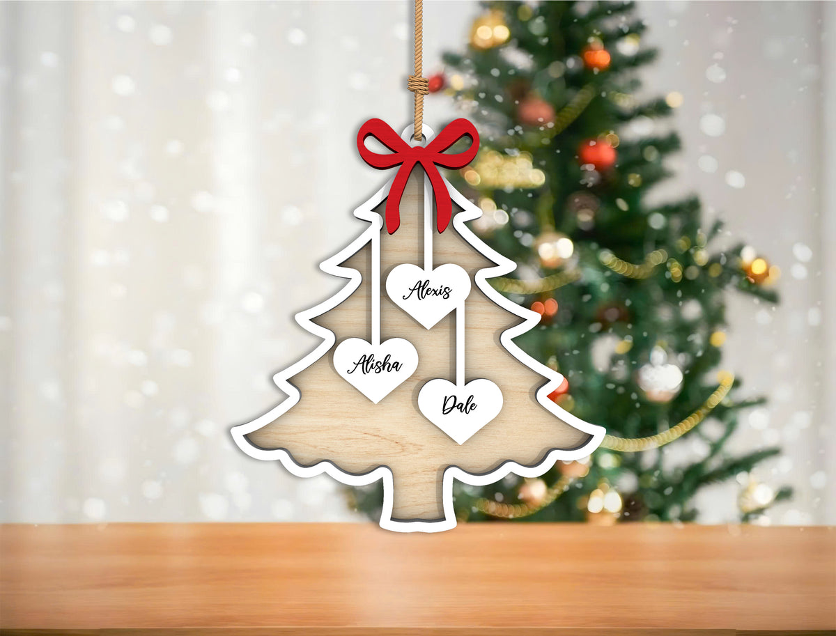 Personalized Family Christmas Tree Ornament SVG with Names 8