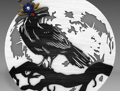 Halloween Raven Standing Decor SVG Bundle for Glowforge xTool LightBurn