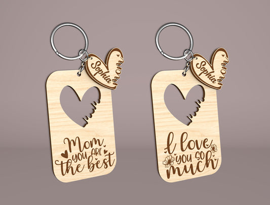 Mom Keychain SVG Bundle Mother's Day Wooden for Glowforge and xTool