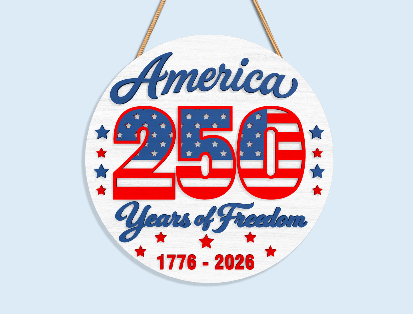 America 250 Round Sign SVG Bundle for Glowforge and xTool