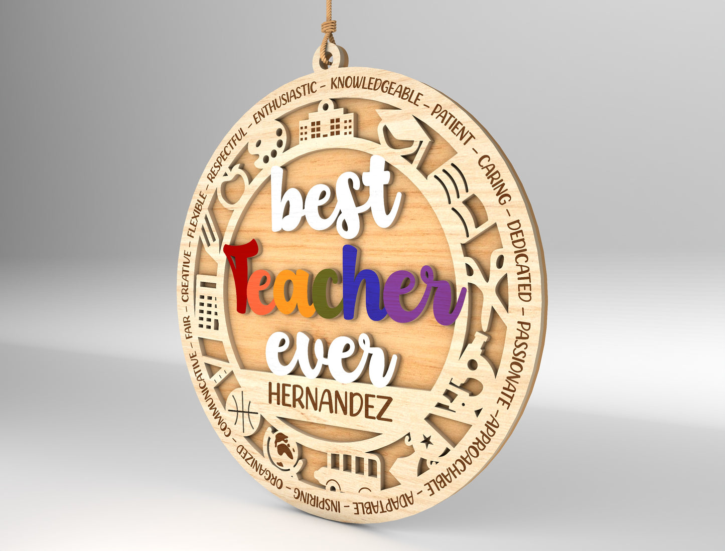 Personalized Teacher Ornament SVG Bundle for Glowforge and xTool