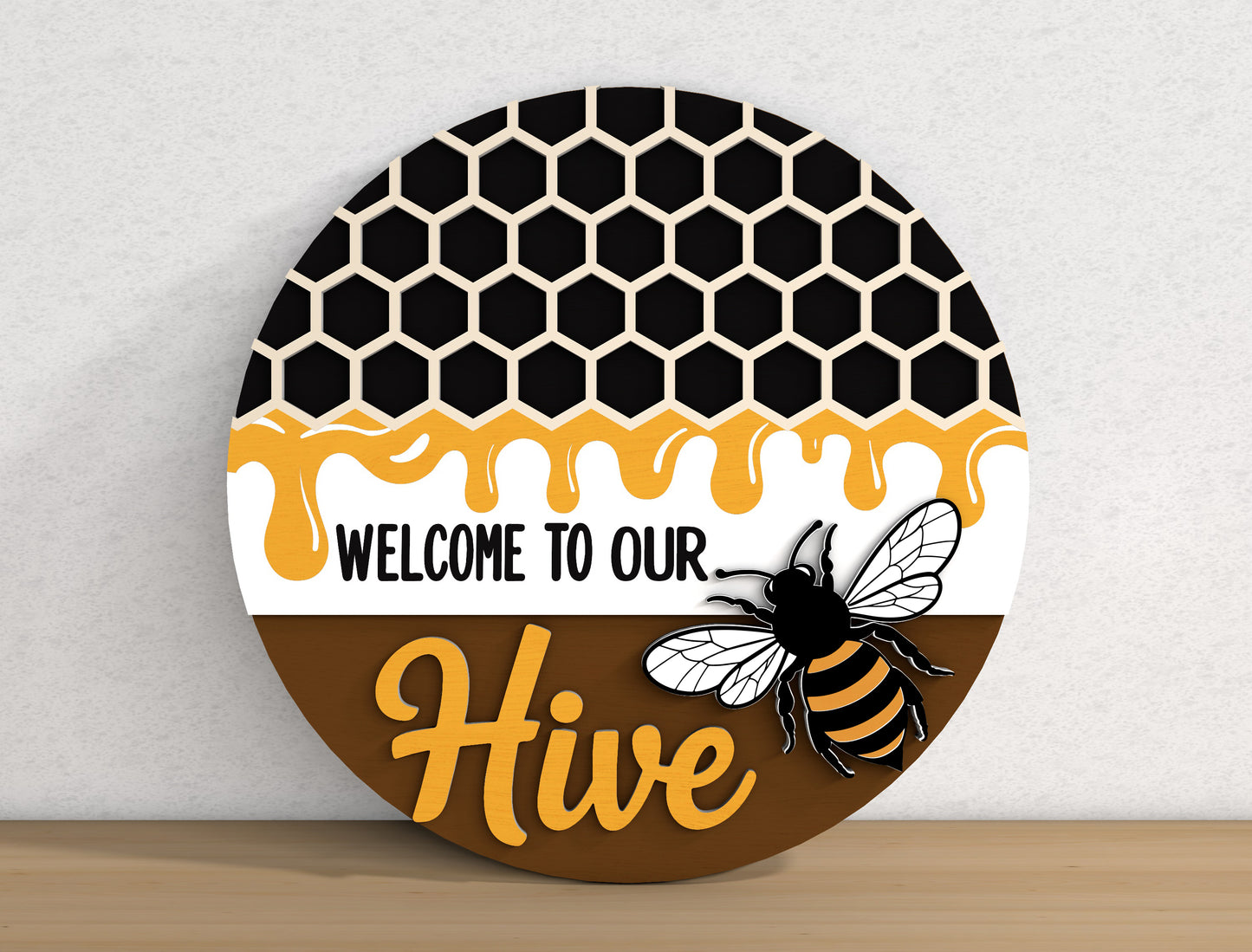Bee Honeycomb Door Sign SVG Bundle Laser Cut File for Glowforge and xTool