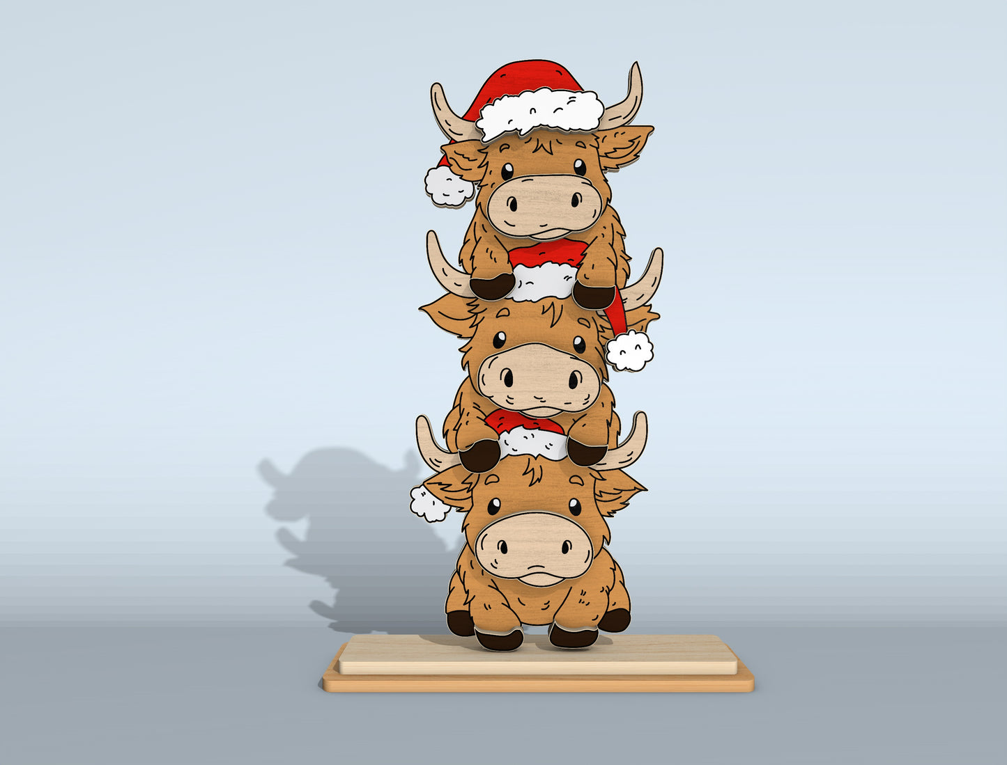 Christmas Stacked Characters Tabletop Decor Laser Cut File | Ready to Cut | Glowforge, xTool, LightBurn, etc.