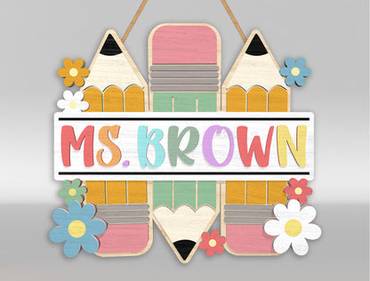 Personalized Classroom Door Hanger SVG Laser Cut File for Glowforge and xTool