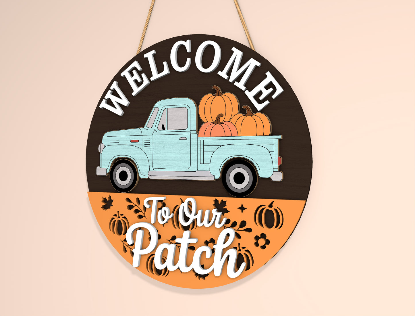 Welcome Fall and Welcome to Our Patch Truck Door Hanger SVG Set for Glowforge xTool LightBurn 2 Designs