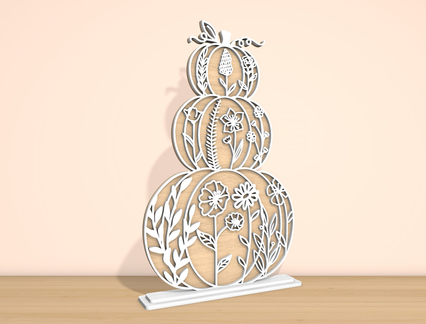 Floral Stacked Pumpkins SVG Set for Glowforge xTool LightBurn 2 Designs