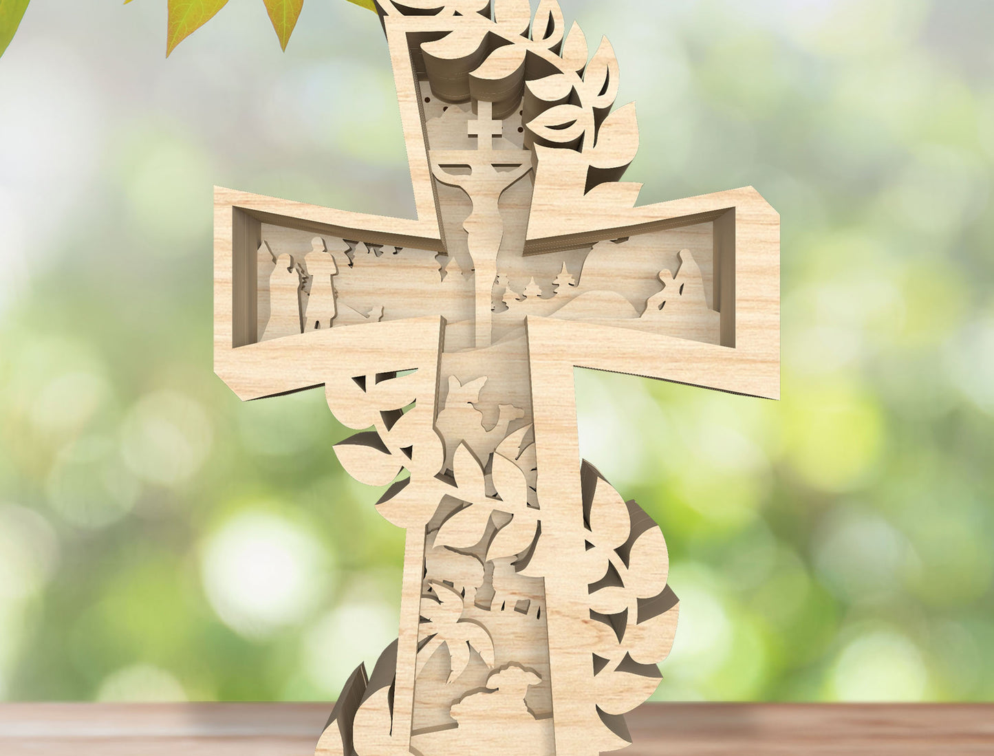 Layered Cross Christian Easter Sign SVG Bundle for LightBurn and Glowforge