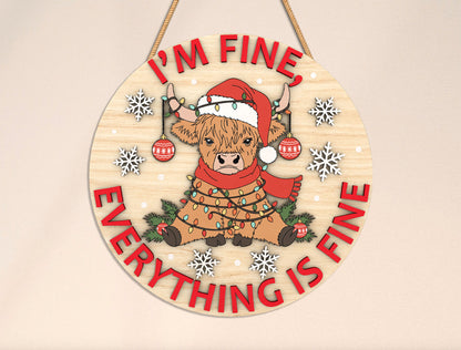 Funny Christmas Round Sign Laser Cut File | Ready to Cut | Glowforge, xTool, LightBurn, etc.
