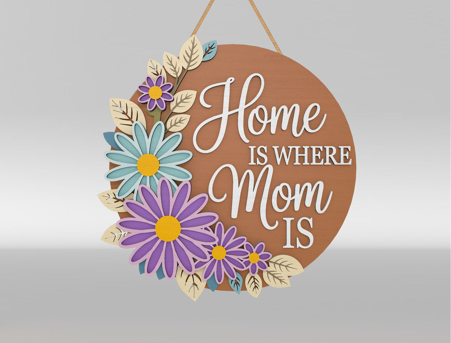 Mother's Garden Floral Welcome Door Sign SVG Bundle for LightBurn