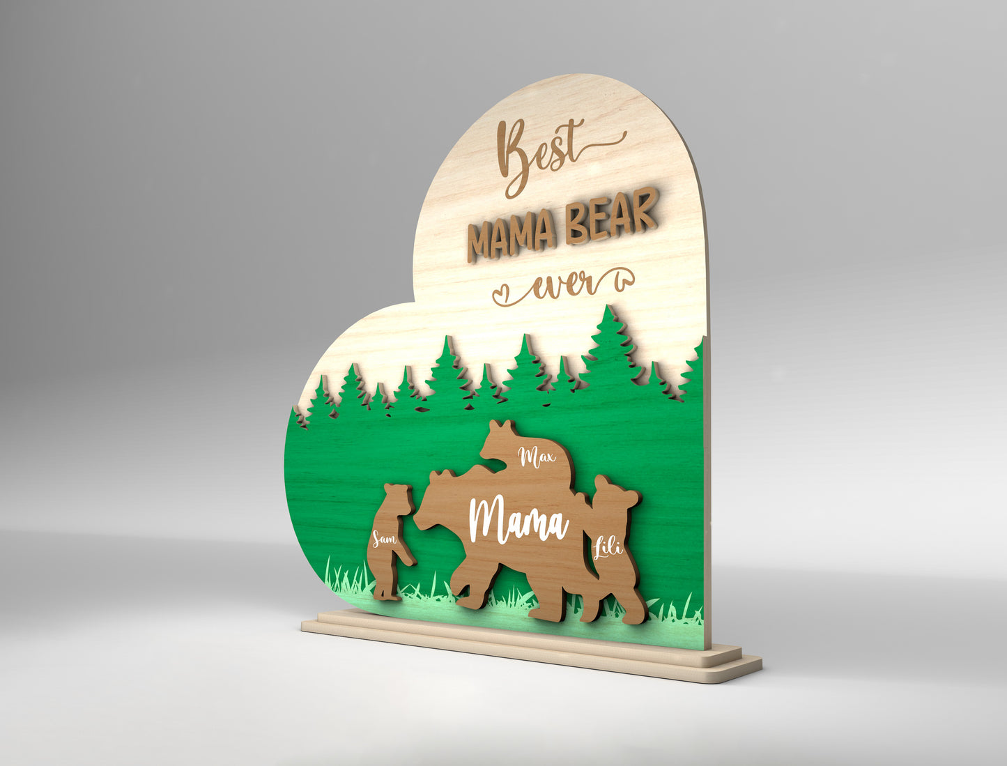 Best Mama Bear Forest Family Sign SVG for Glowforge and xTool