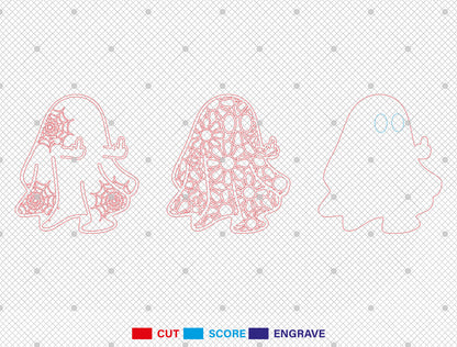 Pumpkin Ghost Multilayer SVG Bundle 3 Designs for xTool LightBurn
