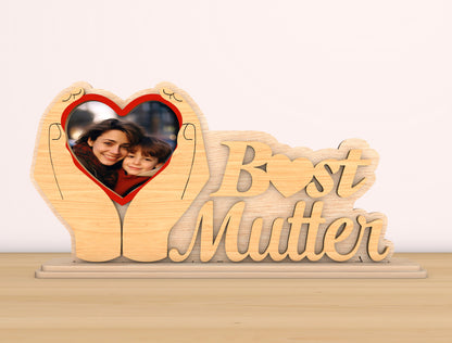 Best Mother Photo Frame Laser Cut File| Personalized Mom Name Decor | Heart Hands Wooden Sign | Glowforge, xTool, LightBurn etc.
