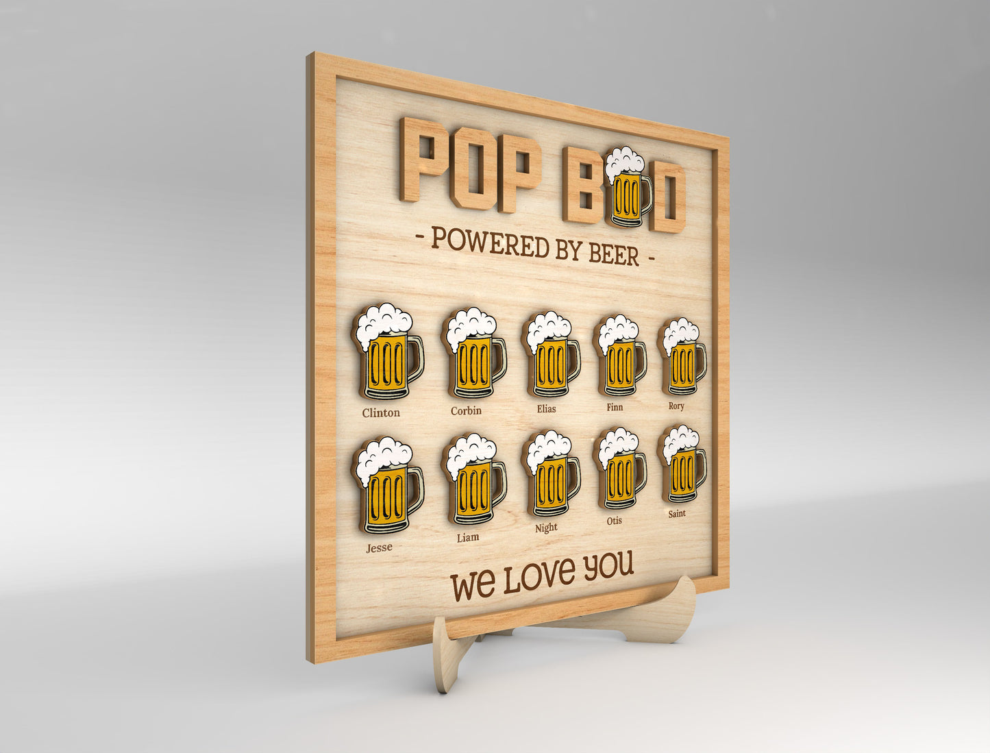 Grandpa Powered by Beer Sign SVG Laser Cut File for Glowforge and xTool