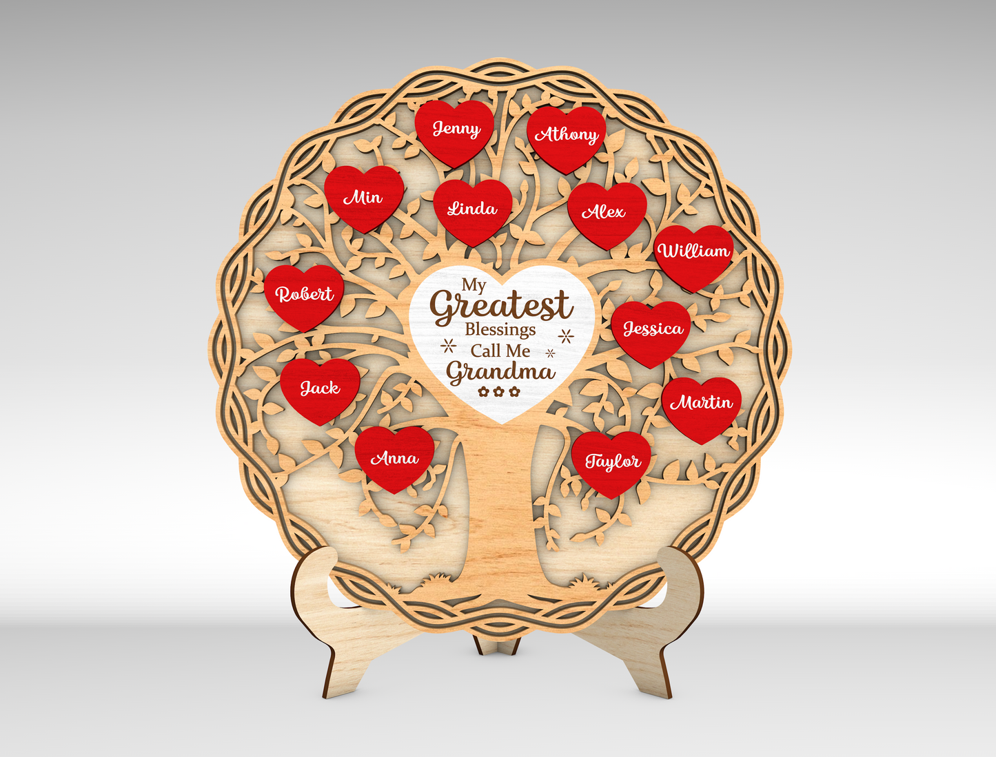 Personalized Mom Tree Heart Sign SVG for Glowforge and xTool