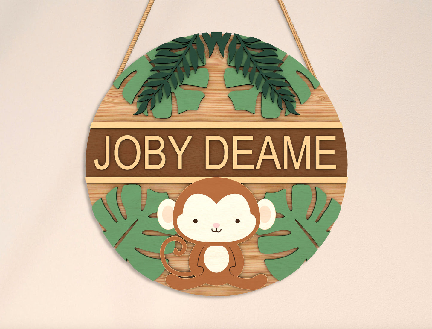 Personalized Jungle Animal Name Sign SVG Bundle for Glowforge and xTool