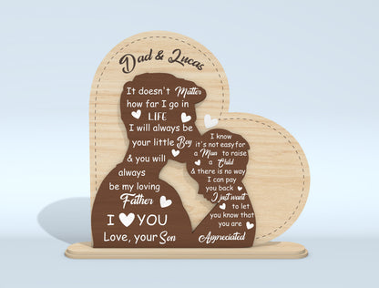 Personalized Heart Shaped Dad Photo Frame SVG Laser Cut File for LightBurn and xTool