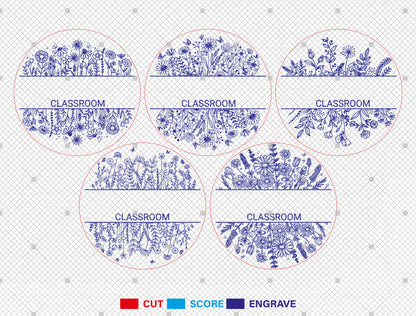 Personalized Floral Classroom Door Sign Laser Cut File SVG for xTool and Glowforge