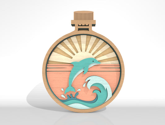 Ocean Bottle Multilayer Tabletop Sign SVG Bundle Laser Cut File for Glowforge and LightBurn