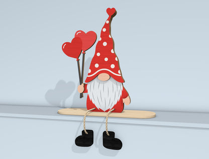 Valentine Gnome Shelf Sitter Laser Cut File | Love Gnome Bundle | Cute Wooden Decor | Glowforge, xTool, LightBurn, etc.