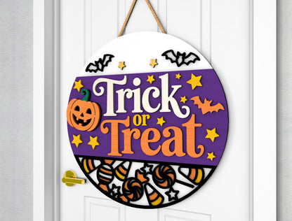 2 Witch Halloween Door Sign SVG Trick or Treat Laser Cut Bundle for xTool