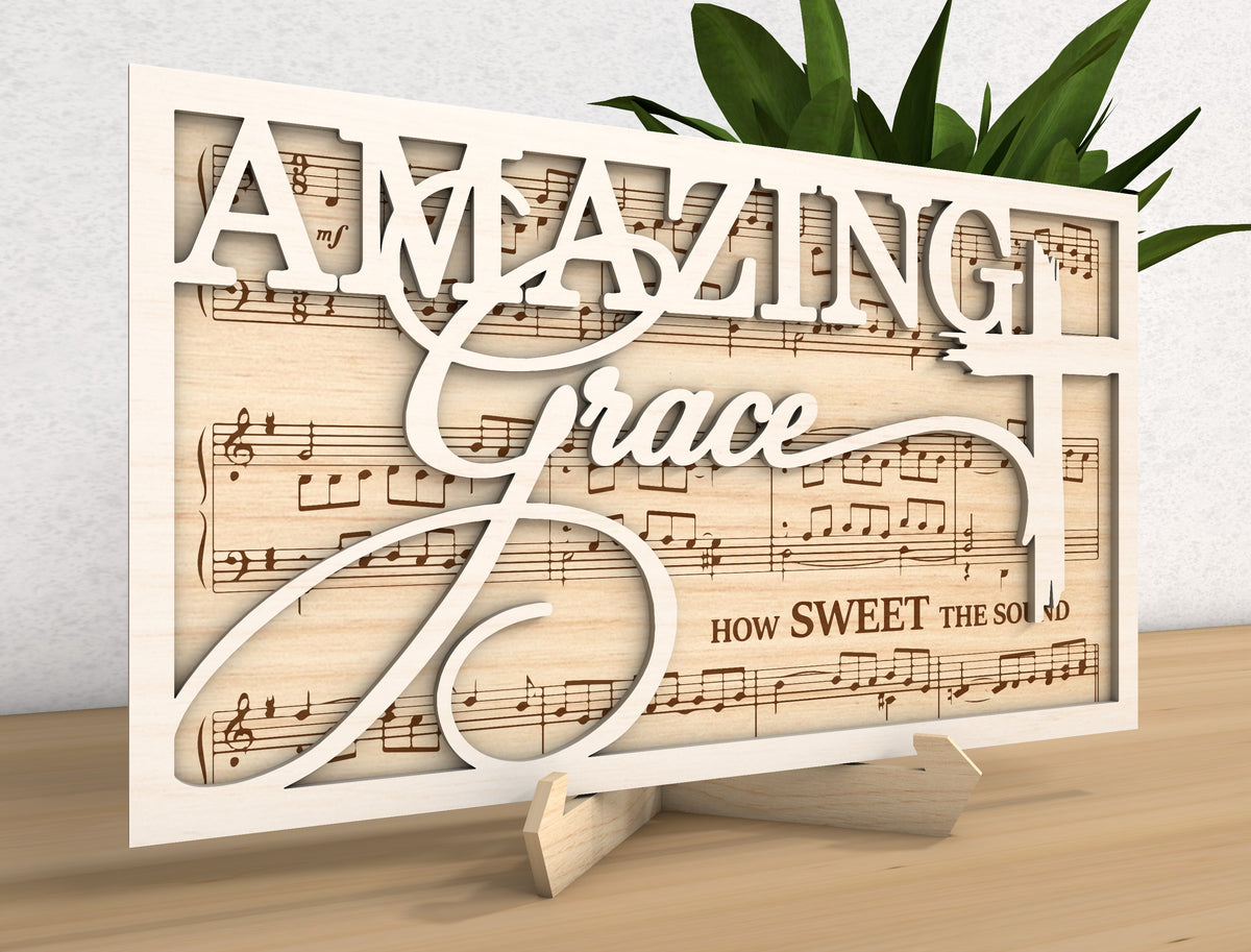 Amazing Grace Hymn Cross Wood Sign SVG 8