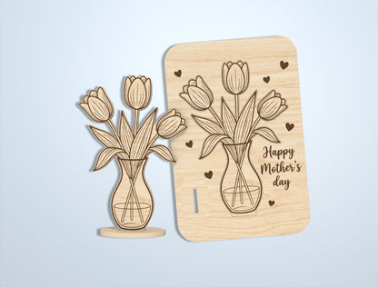 Floral Card Stand SVG Bundle Mother's Day Laser Cut File for Glowforge and xTool